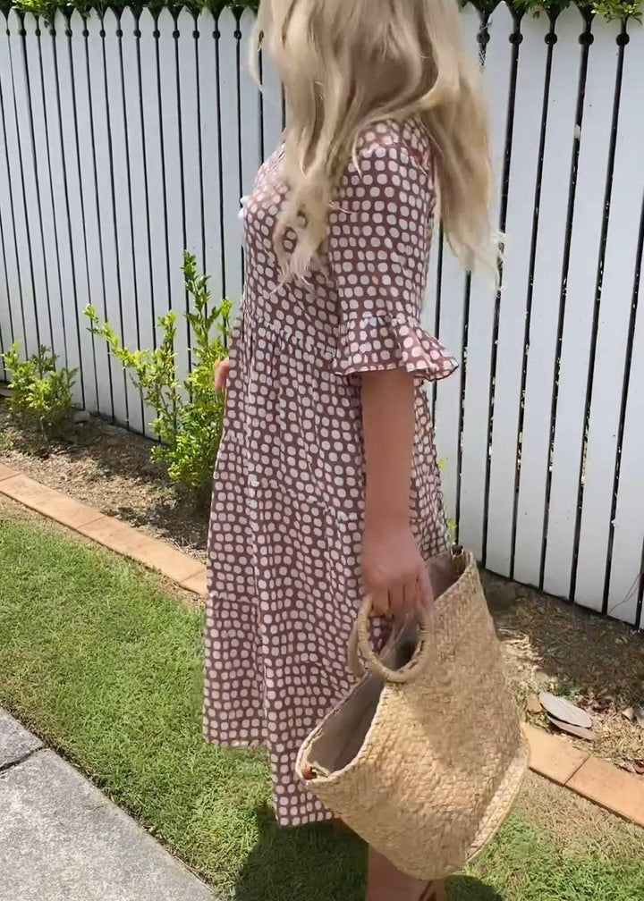 Nicola - Jurk midi met mouwen courtes