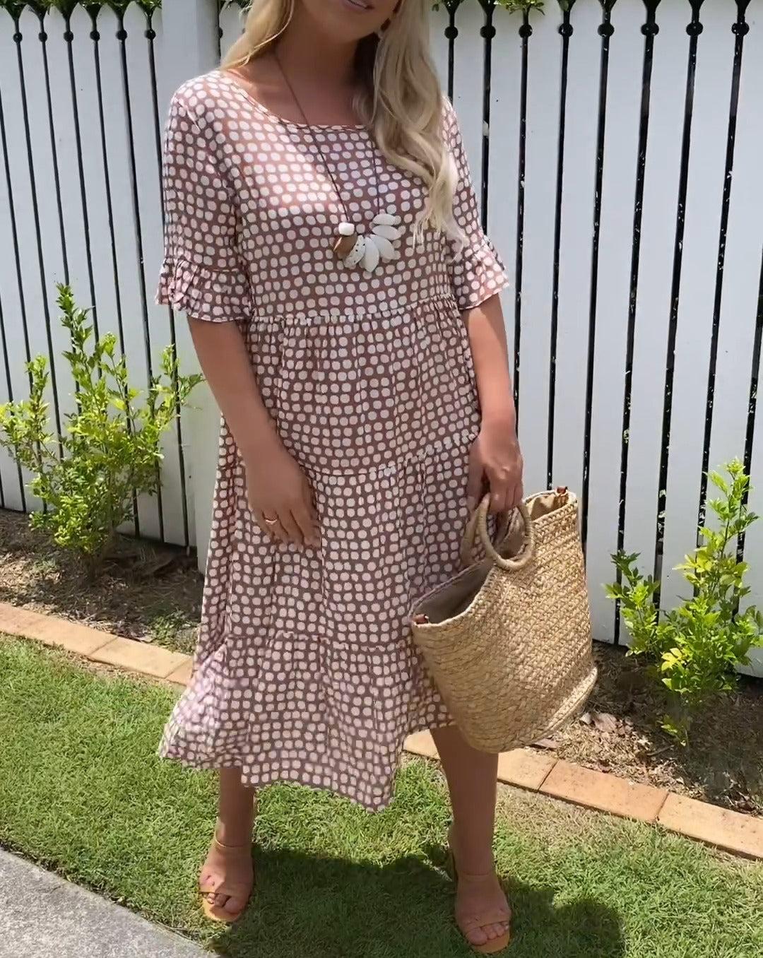 Nicola - Jurk midi met mouwen courtes