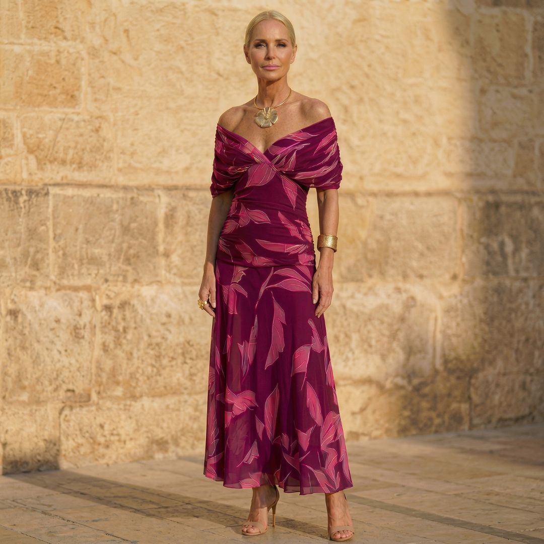 Celeste | Elegante jurk met bladprint
