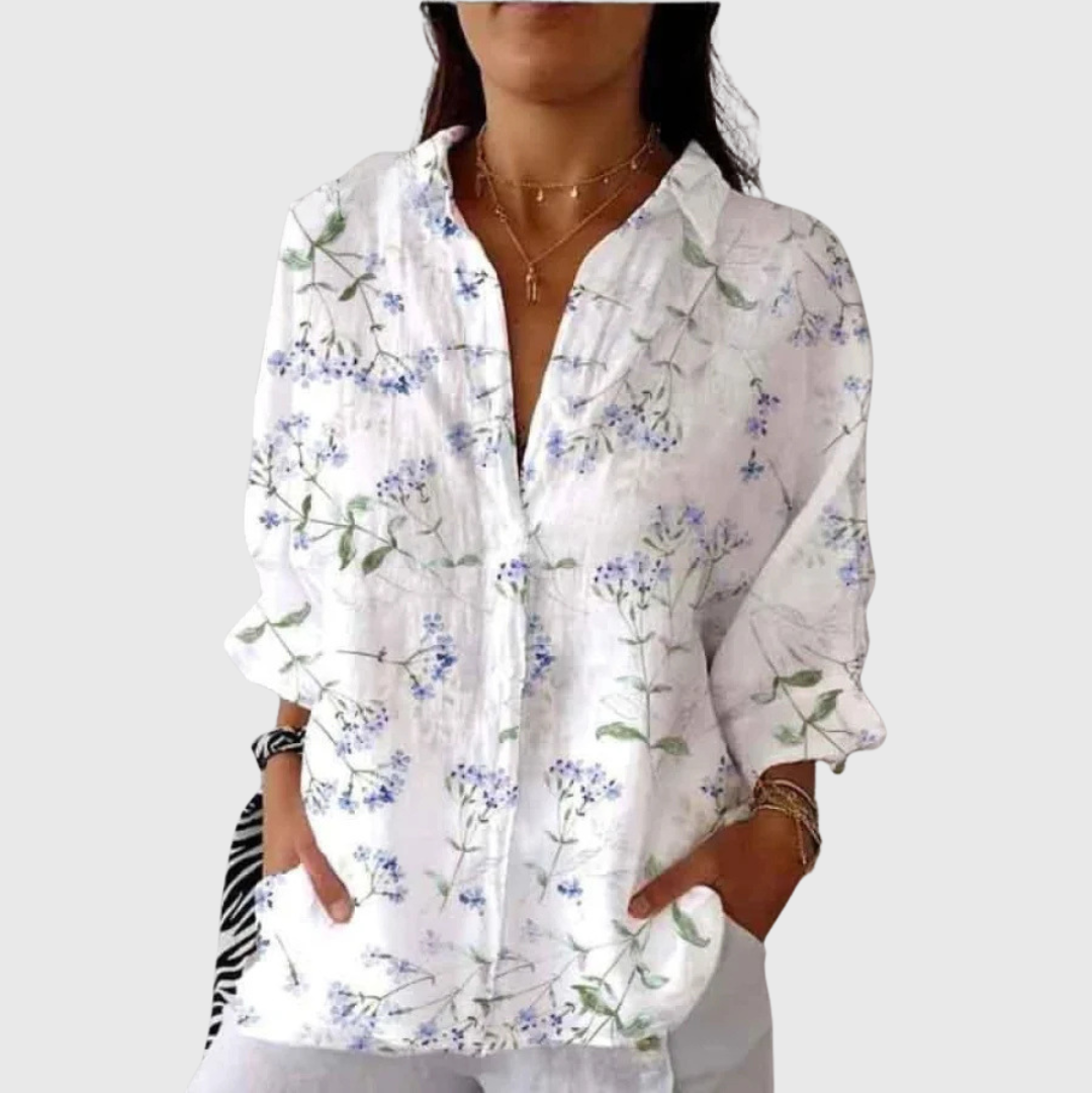 Lichte kleurrijke blouse met print