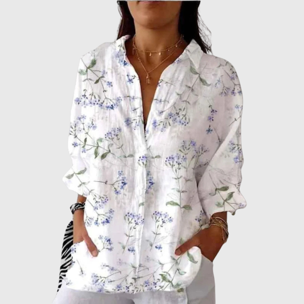 Lichte kleurrijke blouse met print