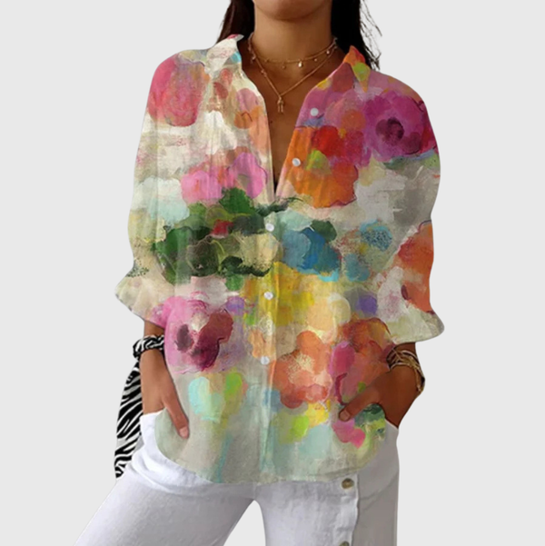 Lichte kleurrijke blouse met print