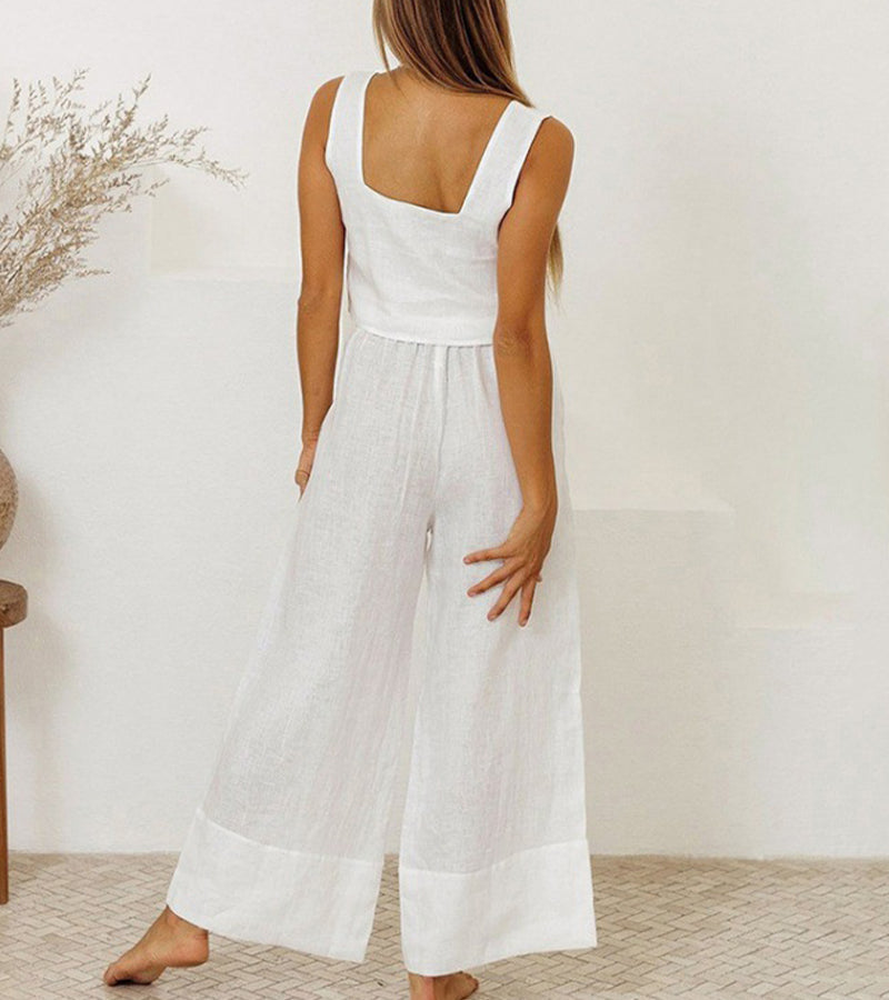 Megan - Set Top Minimaliste en Broek Évasé