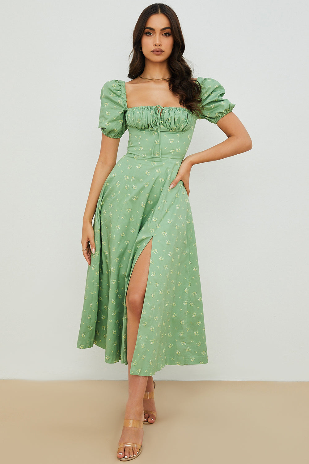 Aviana - Jurk met Mouwen Bouffantes Bloom