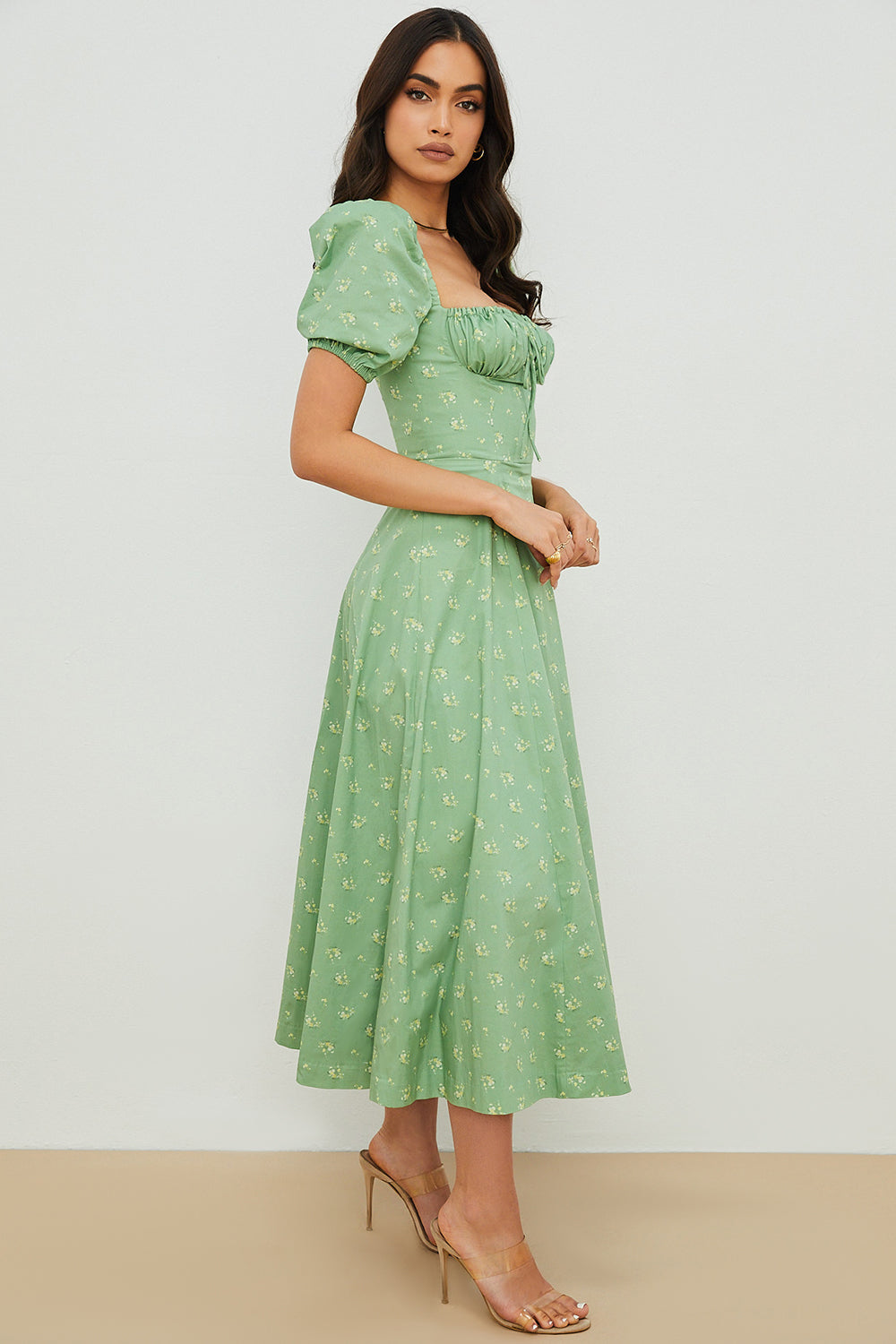 Aviana - Jurk met Mouwen Bouffantes Bloom