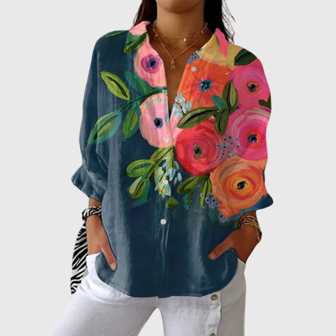 Lichte kleurrijke blouse met print
