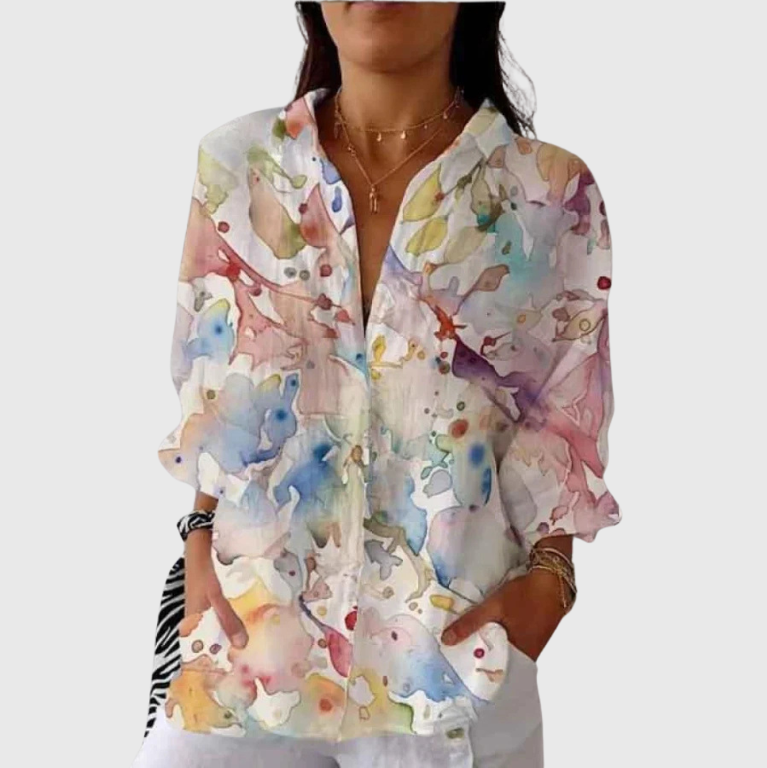 Lichte kleurrijke blouse met print