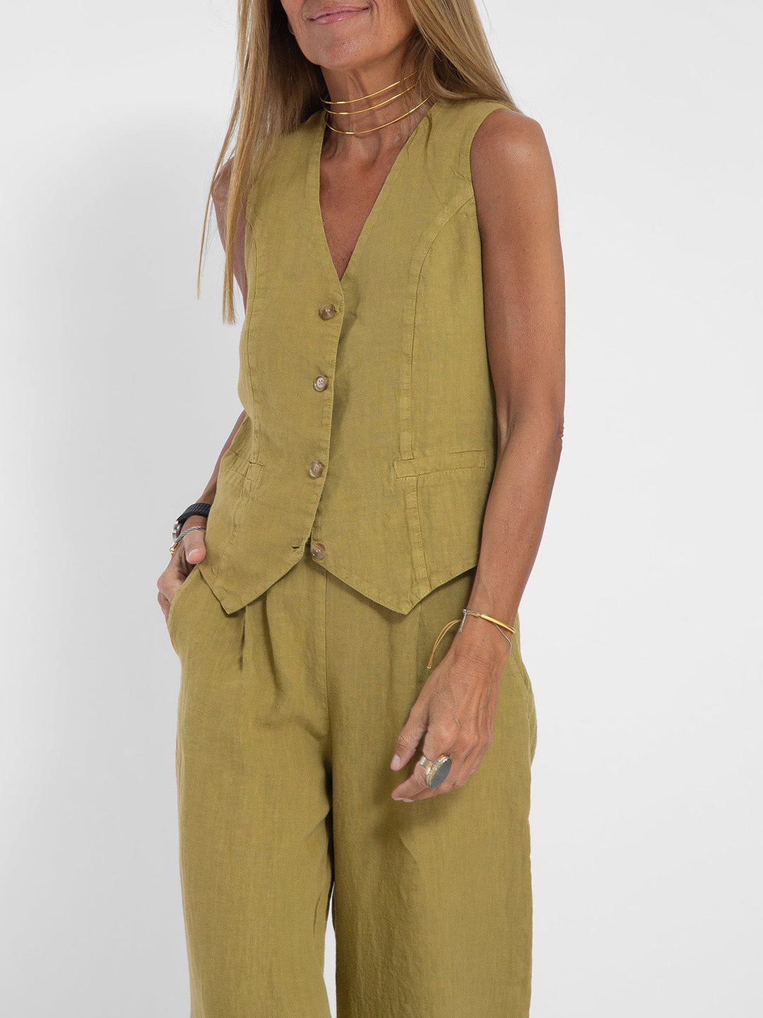 Aira - Set Gilet Boutonné & Broek Wijd