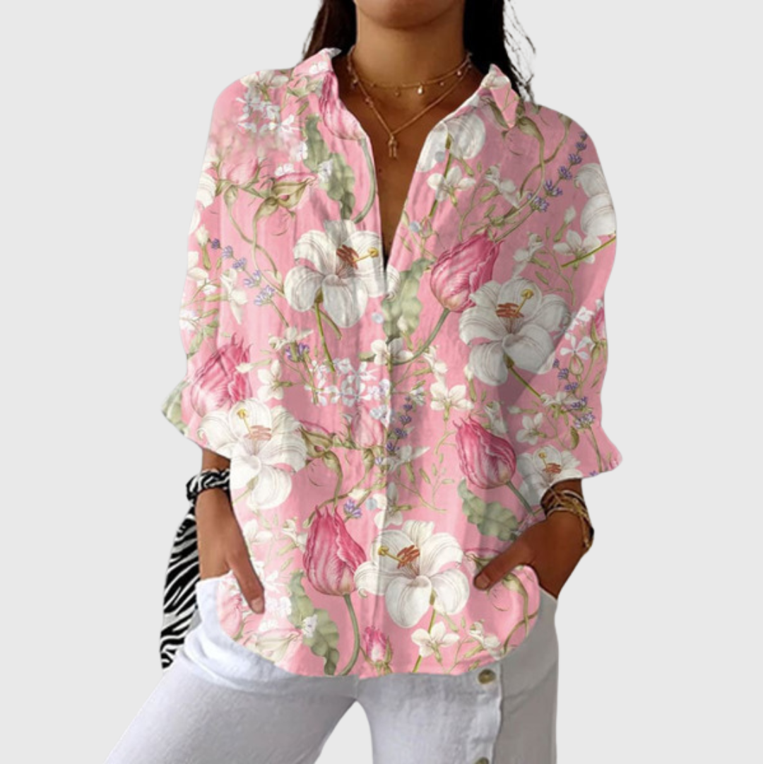 Lichte kleurrijke blouse met print