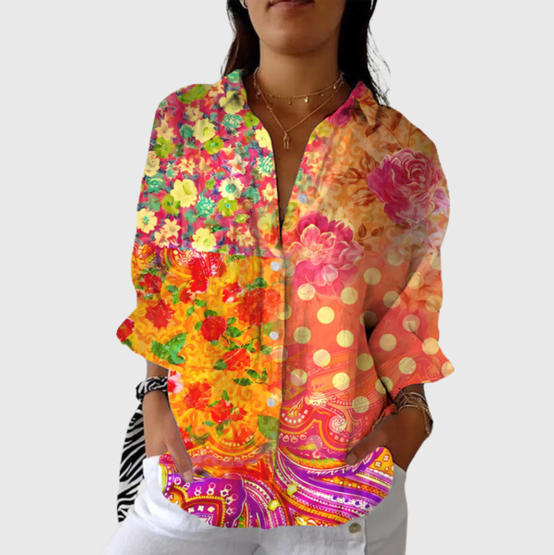 Lichte kleurrijke blouse met print