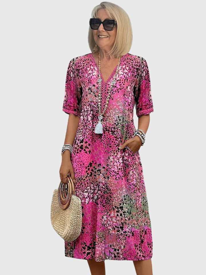 Sophie | Elegante Midi Bloemenjurk