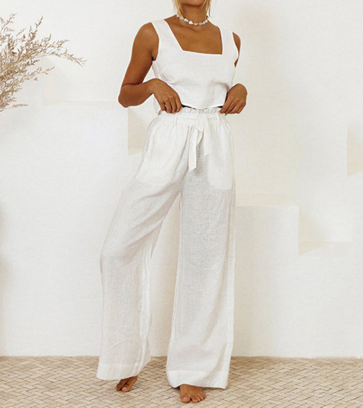 Megan - Set Top Minimaliste en Broek Évasé
