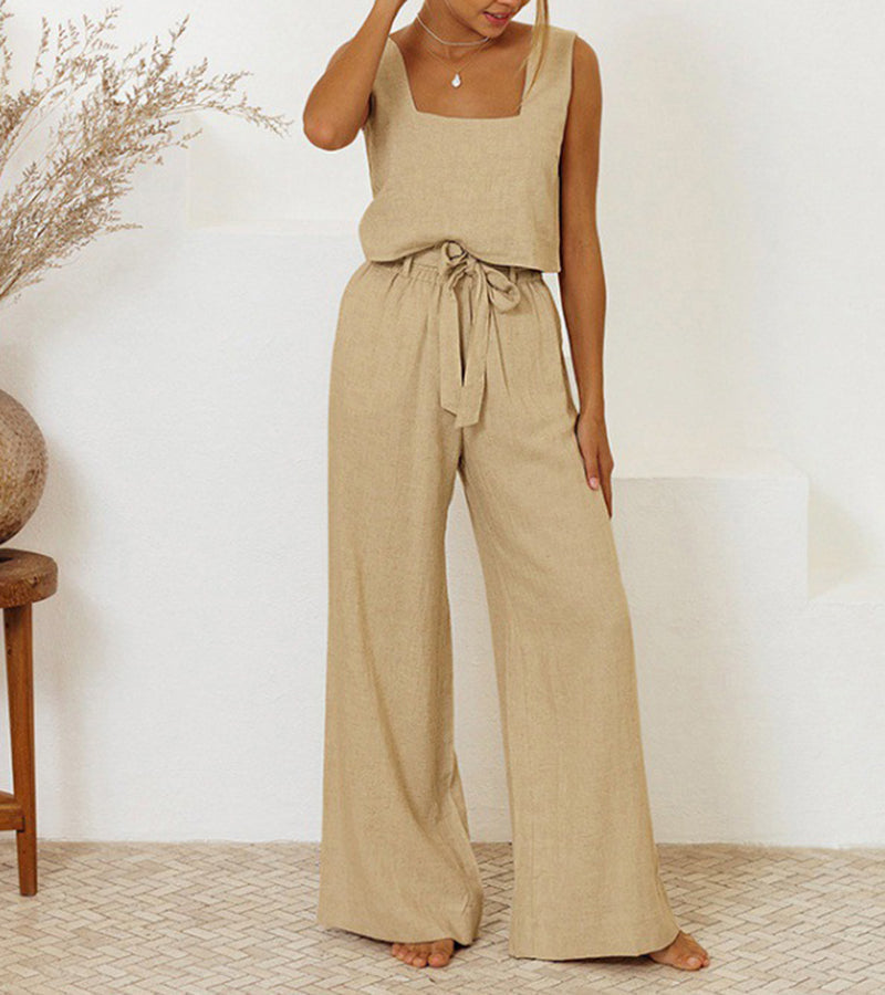 Megan - Set Top Minimaliste en Broek Évasé