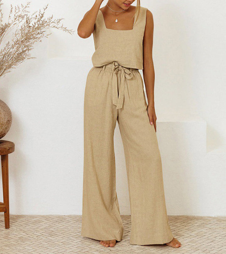 Megan - Set Top Minimaliste en Broek Évasé