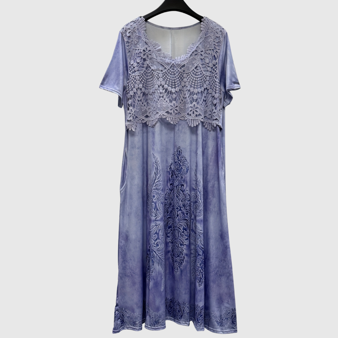 INDIGO | ELEGANTE BLOEMEN MIDI-JURK
