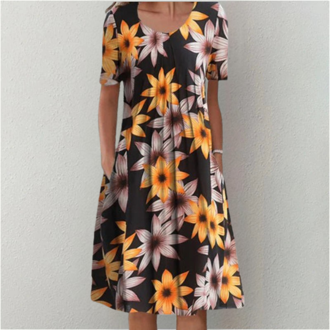 Hailey | Elegante casual bloemenjurk met zakken