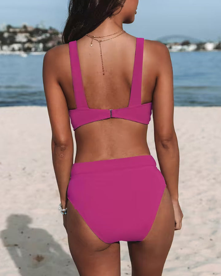 Claire - Effen badpak met hoge taille