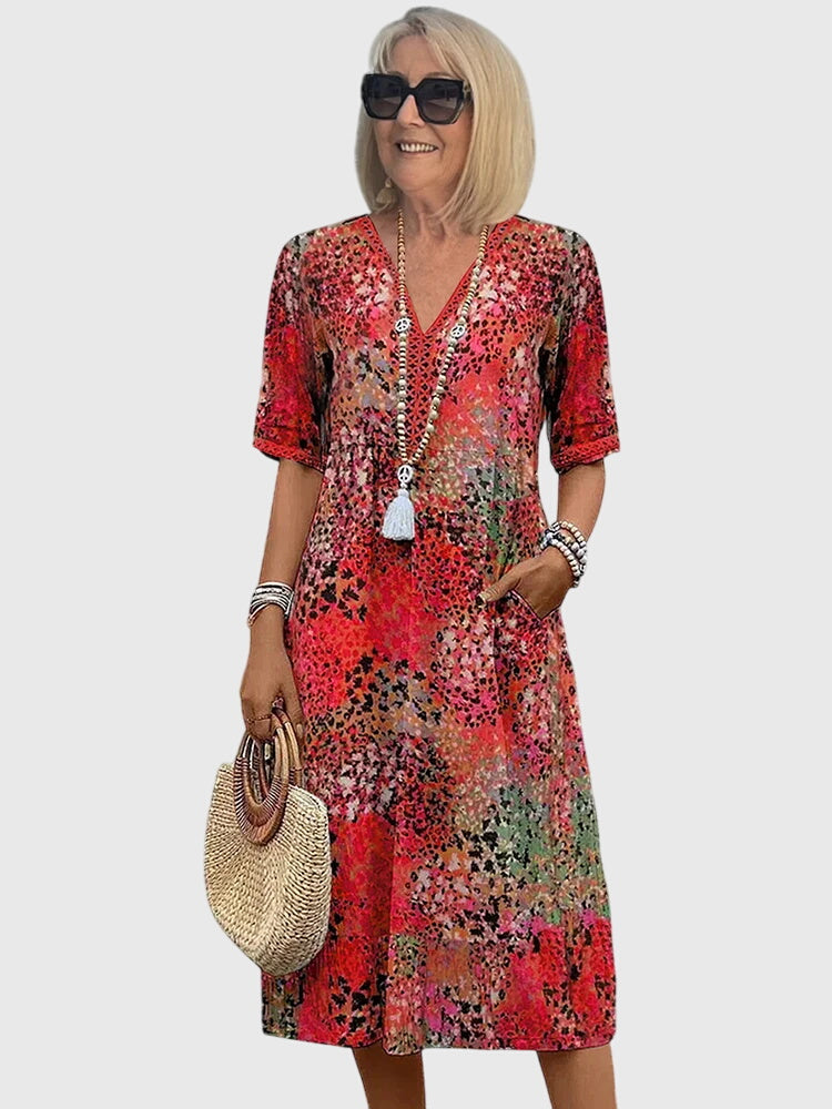 Anouk | Elegante Midi Bloemenjurk