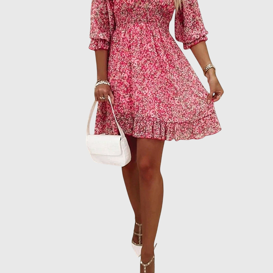 Nora | Bloemen Puff Mouw Jurk