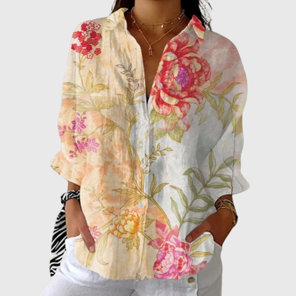 Lichte kleurrijke blouse met print