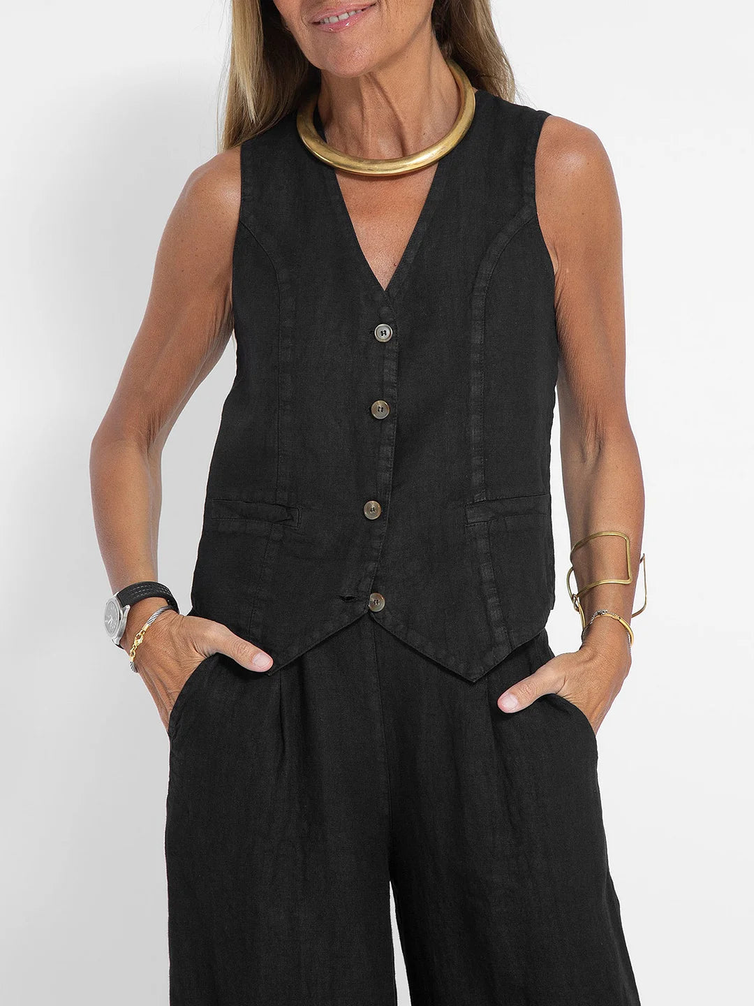 Aira - Set Gilet Boutonné & Broek Wijd