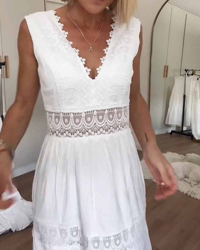 Circe - Jurk Camisole en Dentelle met Kraag V
