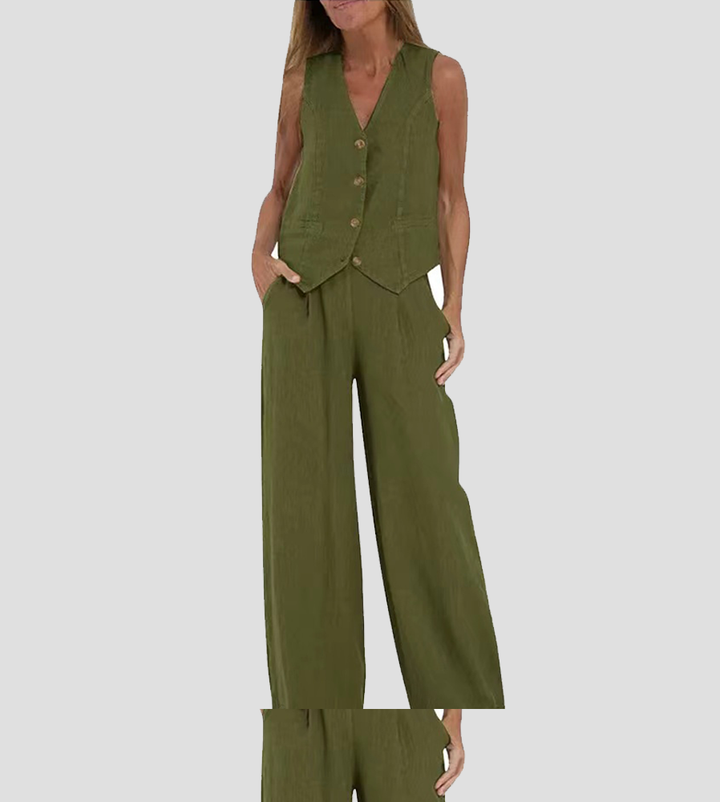 Aira - Set Gilet Boutonné & Broek Wijd