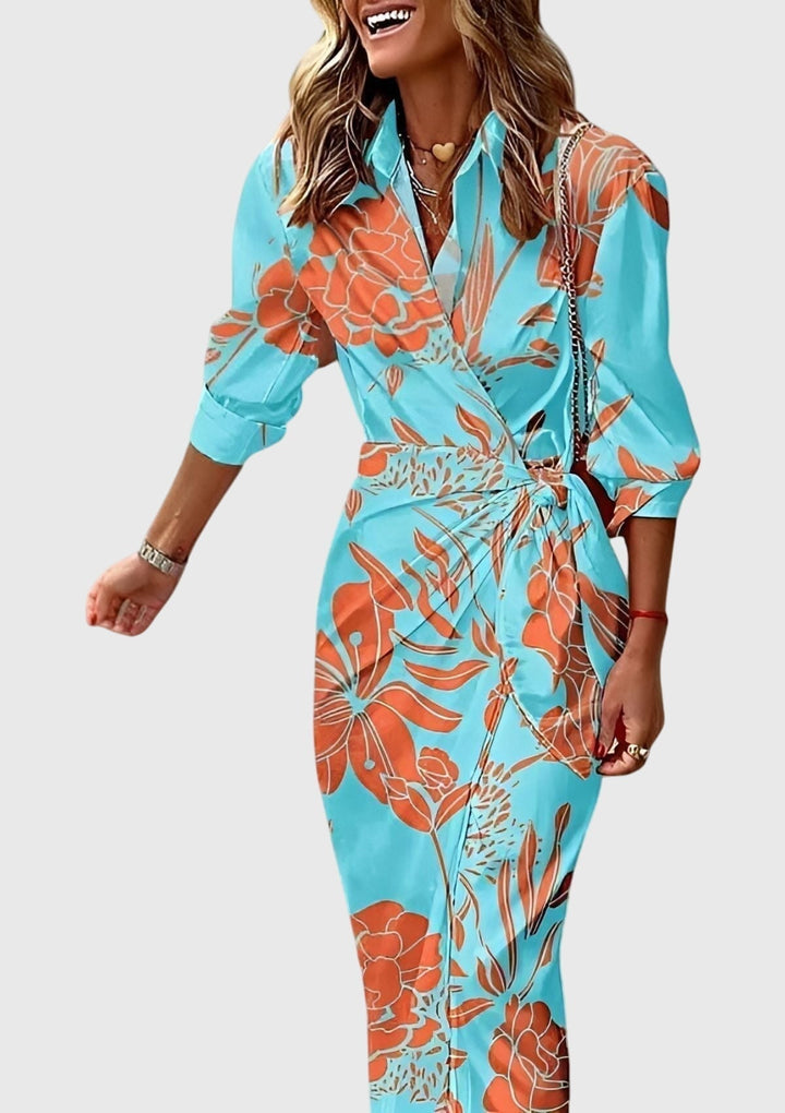 Mijntje | Elegante Wikkeljurk met Print