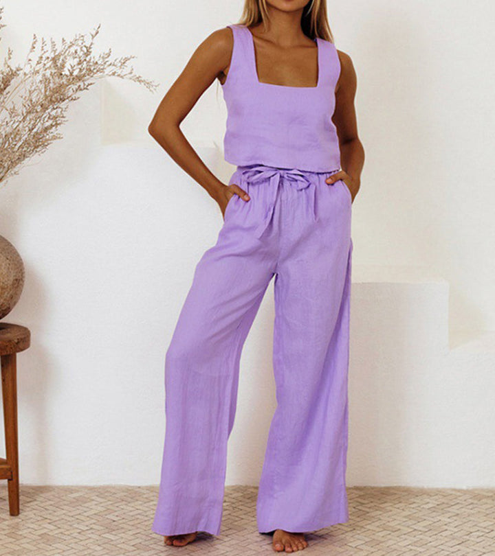 Megan - Set Top Minimaliste en Broek Évasé