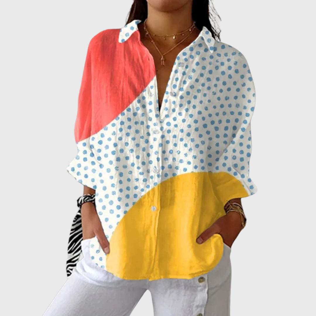 Lichte kleurrijke blouse met print