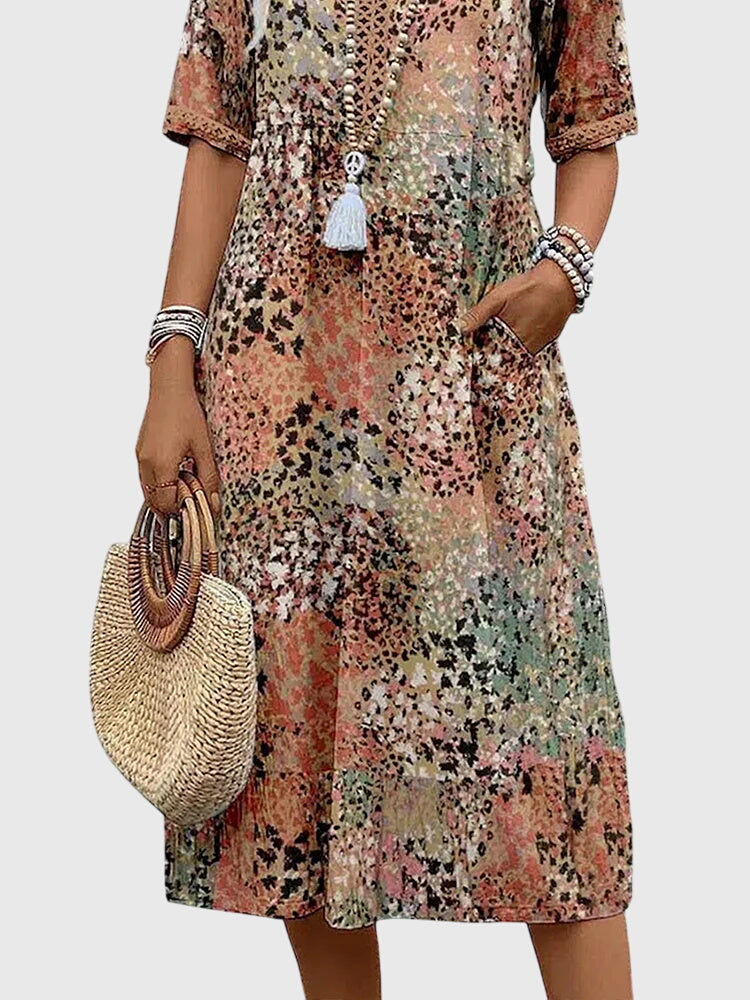 Sophie | Elegante Midi Bloemenjurk