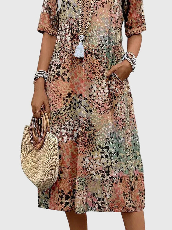 Sophie | Elegante Midi Bloemenjurk
