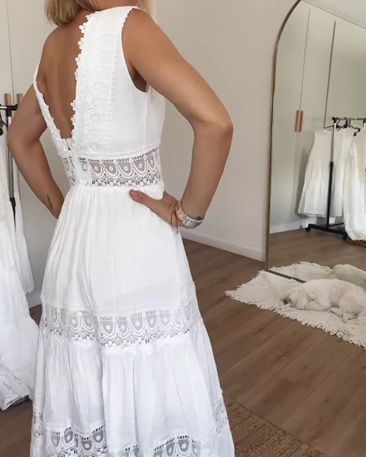 Circe - Jurk Camisole en Dentelle met Kraag V