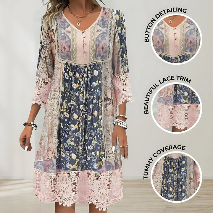 NAYA | LUXE VLOEIENDE BOHO MIDI-JURK