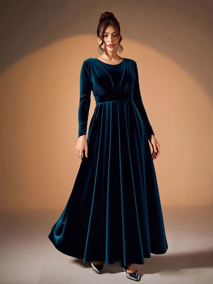 Tilda | Maxi Jurk in Fluweel met Lange Mouwen