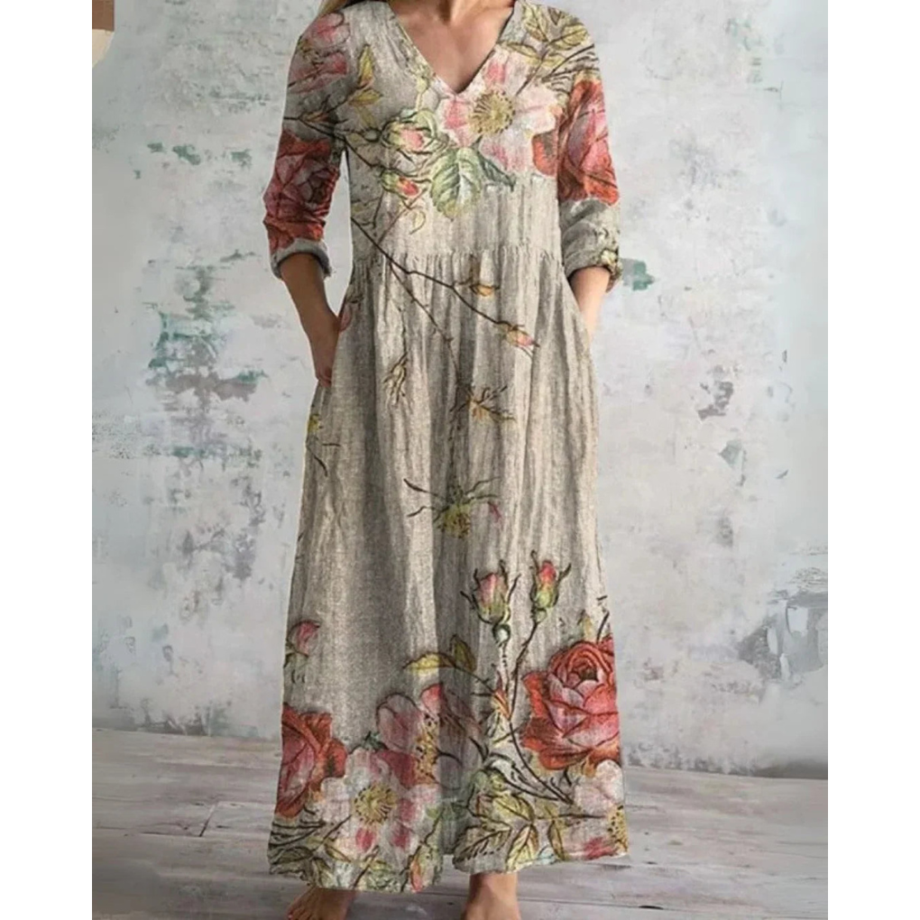 ELEANOR | VINTAGE BLOEMEN MAXI-JURK