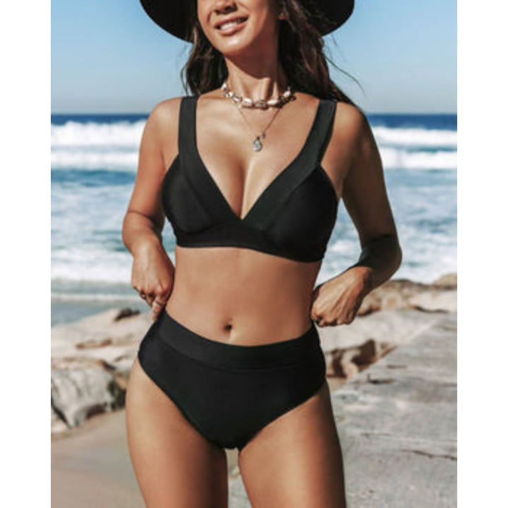 Claire - Effen badpak met hoge taille