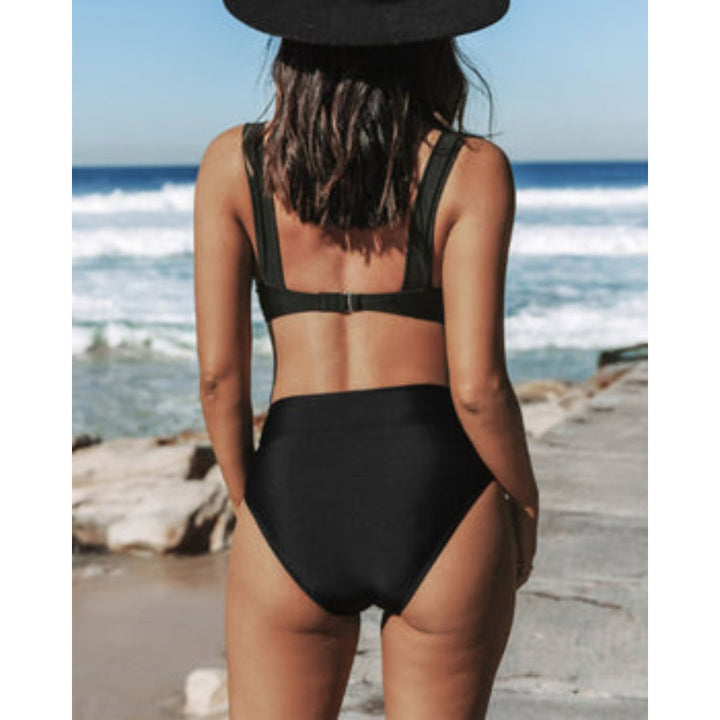 Claire - Effen badpak met hoge taille