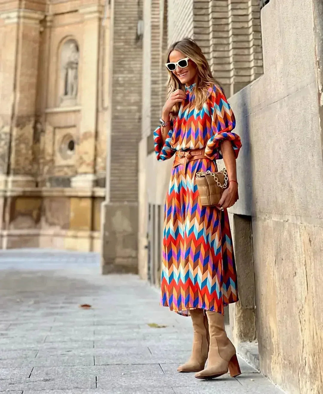 Cassandra - Jurk Géométrique Vibrante