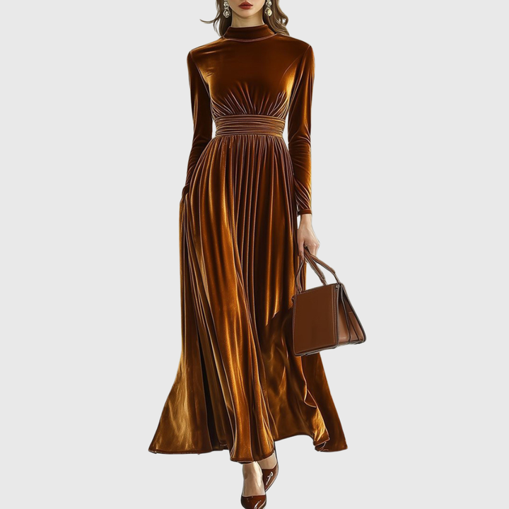 Mariska | Maxi Jurk in Plissé Fluweel