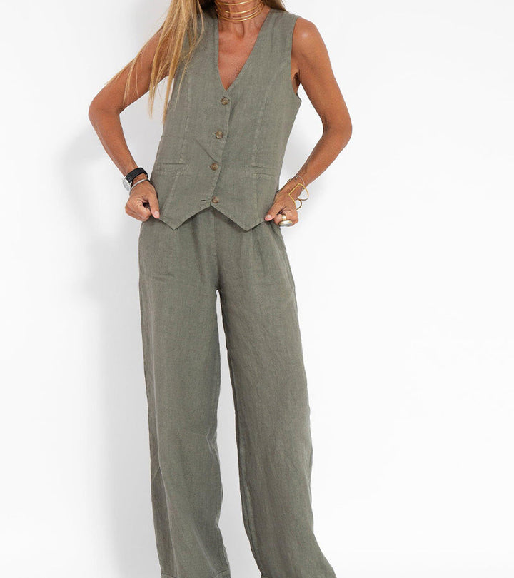 Aira - Set Gilet Boutonné & Broek Wijd