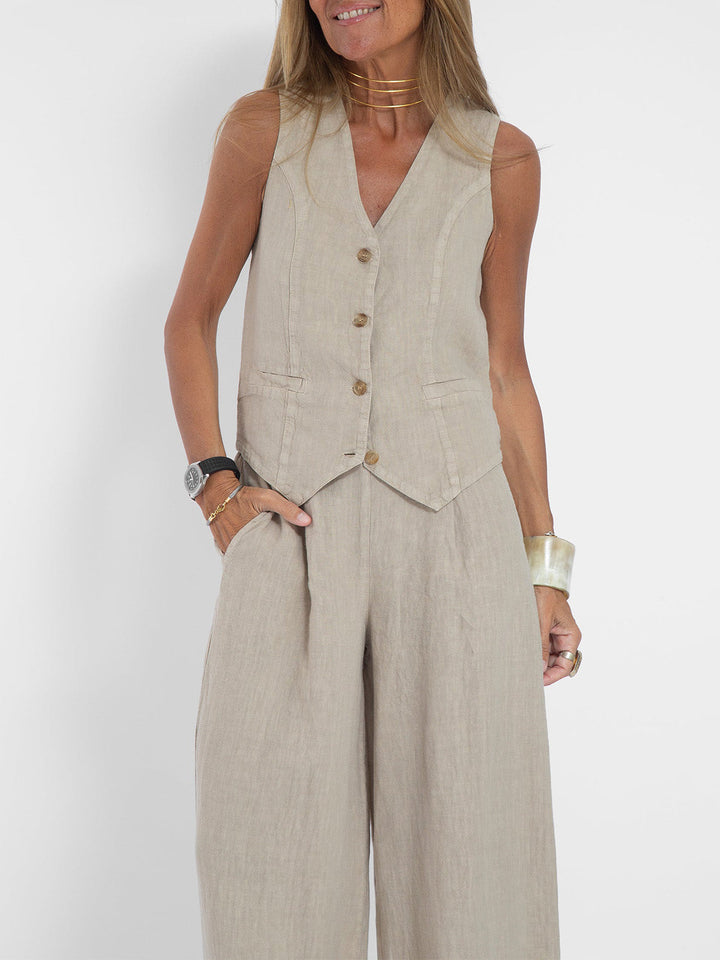 Aira - Set Gilet Boutonné & Broek Wijd