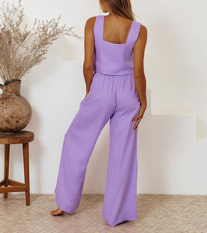 Megan - Set Top Minimaliste en Broek Évasé
