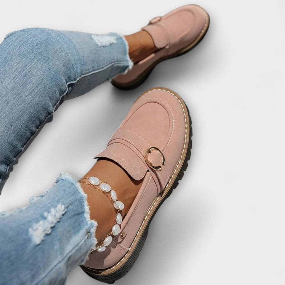 Lora™ | Casual mocassins met ronde neus