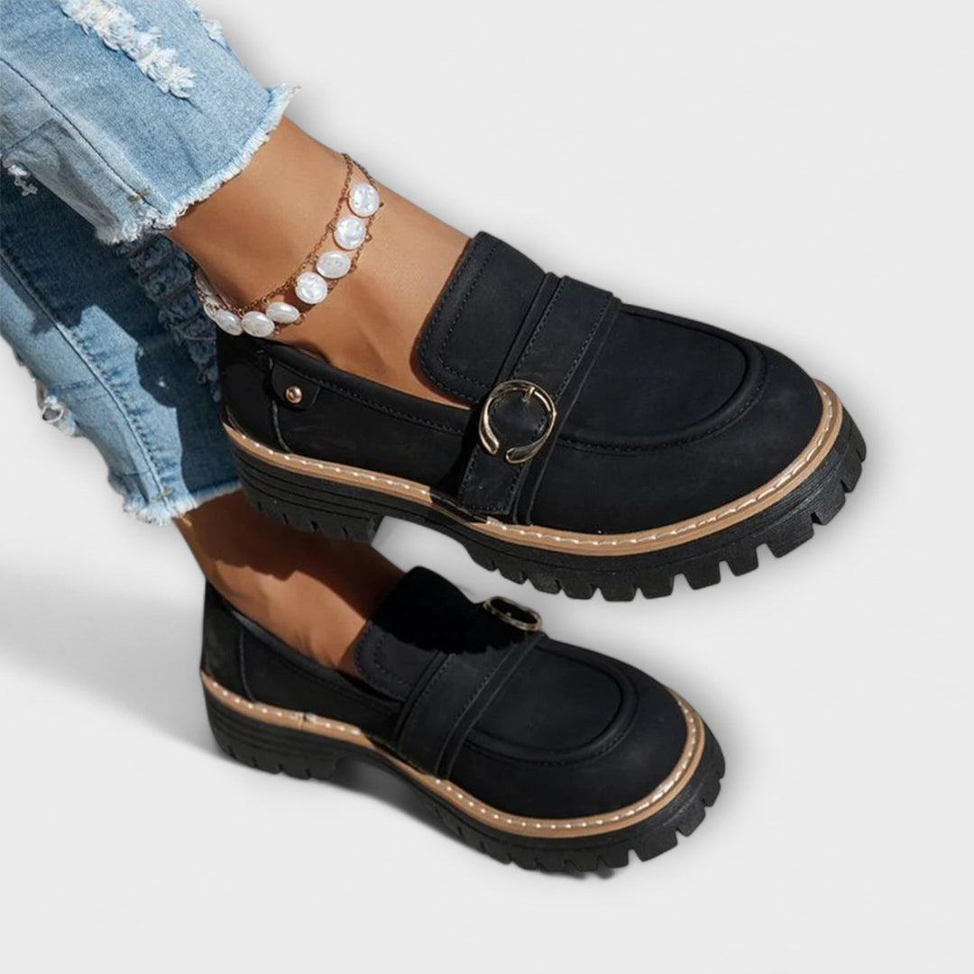 Lora™ | Casual mocassins met ronde neus