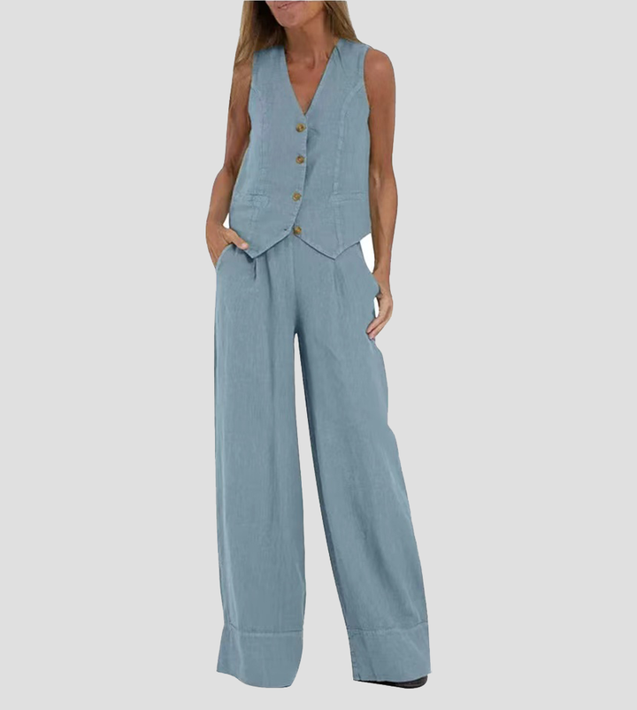 Aira - Set Gilet Boutonné & Broek Wijd