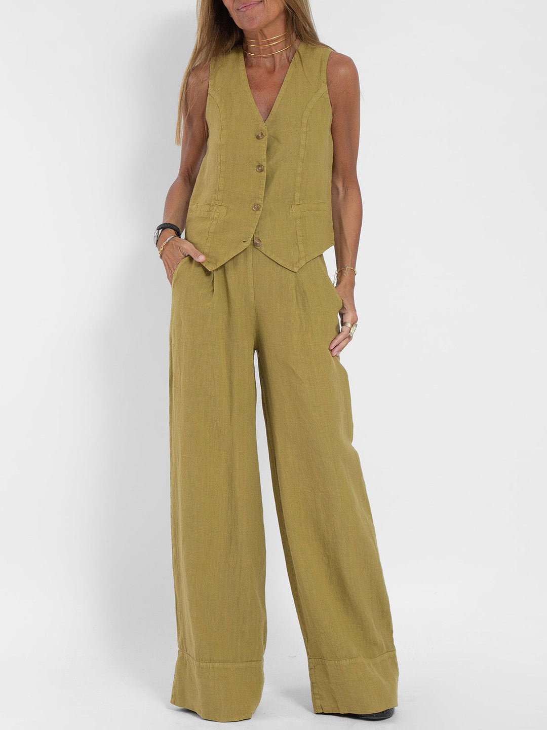 Aira - Set Gilet Boutonné & Broek Wijd