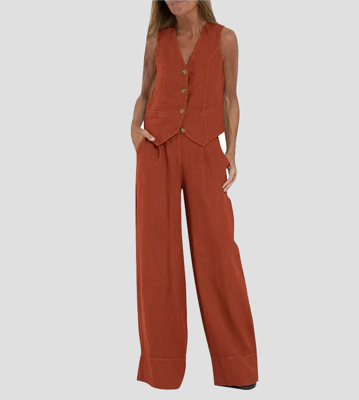 Aira - Set Gilet Boutonné & Broek Wijd