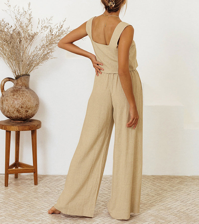 Megan - Set Top Minimaliste en Broek Évasé