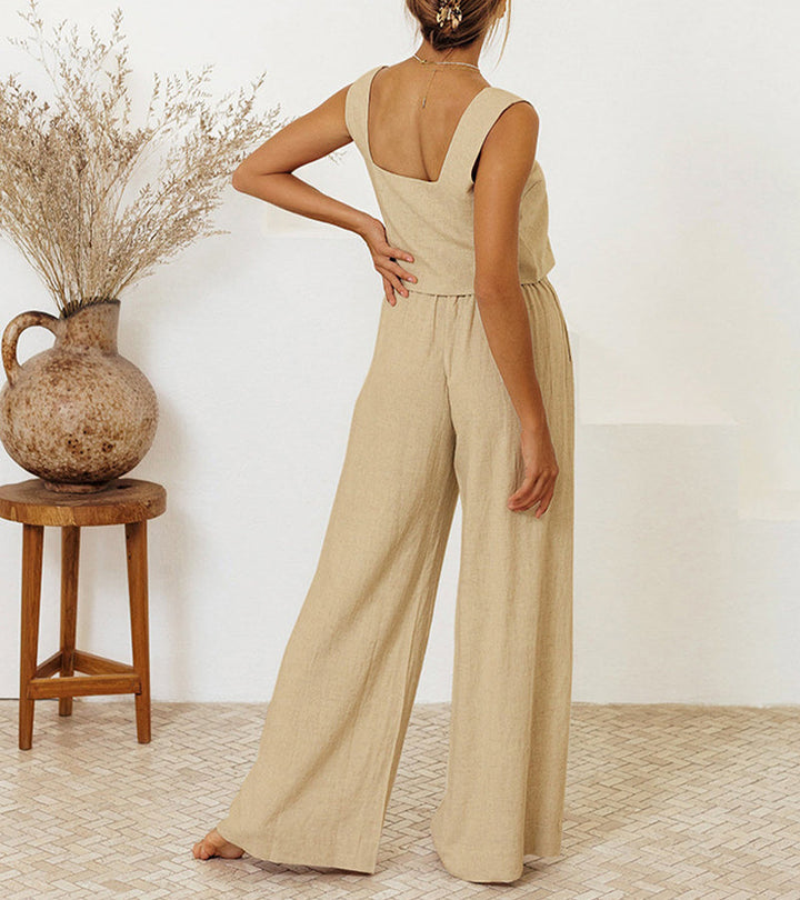 Megan - Set Top Minimaliste en Broek Évasé